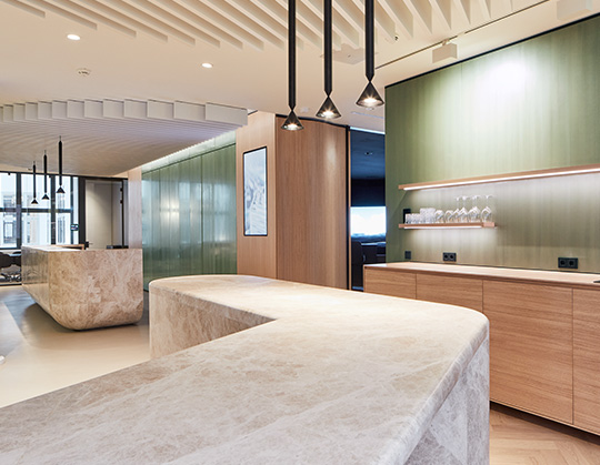 Eingengsbereich der Marketingsuite im Elbtower Hamburg